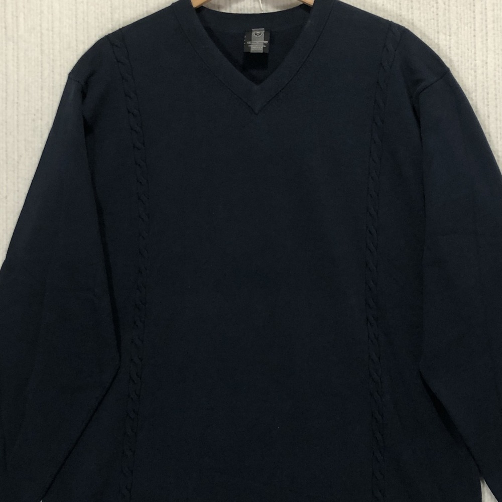 Nike‎ Golf XL Long Sleeve V Neck Sweater Knit Navy Blue Menswear Golfing